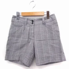 ナチュラルビューティーベーシック NATURAL BEAUTY BASIC パンツ チェック ラメ混 ショート コットン 綿 S グレー /FT11