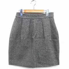 ユニクロ UNIQLO 台形 スカート ミニ 膝上 総柄 タック ウール混 ウエスト58cm グレー 灰 /HT27