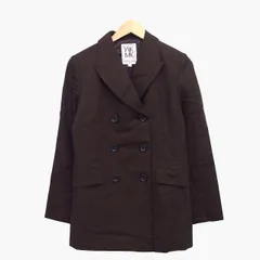 エムケー ミッシェルクラン MK MICHEL KLEIN チェスター コート ミディ丈 ダブル 総柄 ウール混 薄手 40 ブラウン 茶 /HT11