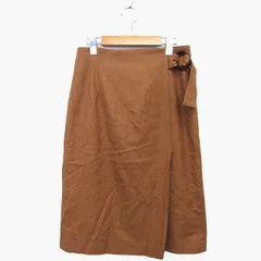 N.Natural Beauty Basic N.ナチュラルビューティーベーシック Aライン スカート 膝下 ウール混 デニム ベルト スリット M ブラウン 茶 /HT24