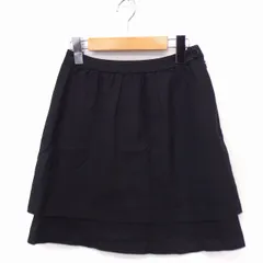 ナチュラルビューティーベーシック NATURAL BEAUTY BASIC スカート 台形 ティアード ひざ丈 無地 シンプル XS ブラック 黒 /FT42