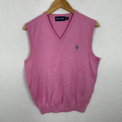 POLO GOLF ポロゴルフ ラルフローレン ニットベスト カシミヤ ピンク Mサイズ メンズ 古着 クラシック スポーツMIX
