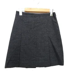 アニエスベー agnes b. 台形 スカート ミニ 総柄 タック ウール 毛 34 ダークグレー 灰 /HT7