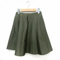ミーア MIIA スカート 膝丈 フレア バックジップ シンプル 1 グリーン 緑 /ST23