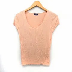 シップス SHIPS ニット カットソー 半袖 リブニット シンプル Vネック オレンジ /ST42