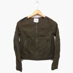 アナトリエ ANATELIER ミリタリー ノーカラー ジャケット 丸首 クロップド丈 コットン 綿 無地 シンプル 38 カーキ /HT31