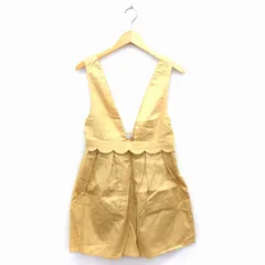 アースミュージック&エコロジー EARTH MUSIC & ECOLOGY ワンピース ジャンパースカート スカラップ ひざ丈 コットン 綿 M イエロー 黄 /FT40