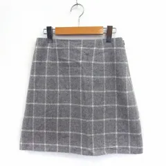 ナチュラルビューティーベーシック NATURAL BEAUTY BASIC スカート ミニ 台形 チェック サイドジップ S グレー /ST17