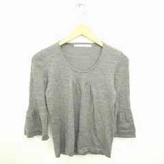 スピック&スパン Spick&Span ニット セーター 丸首 無地 シンプル ウール ベルスリーブ 七分袖 グレー 灰 /TT5