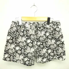 ローリーズファーム LOWRYS FARM パンツ ショート 花柄 ジップフライ 綿 コットン L ブラック グレー 黒 灰 /TT2