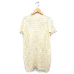 レディ Rady ニット ワンピース 半袖 ひざ丈 ボーダー柄 ラメ混 コットン 綿 M イエロー 黄 /FT42