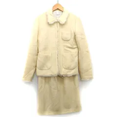ペイトンプレイス PEYTON PLACE ワンピーススーツ ステンカラー ジャケット ロング ニット フェイクファー 半袖 丸首 ウール混 9 ライトベージュ /HT17