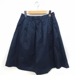 カプリシューレマージュ CAPRICIEUX LE'MAGE スカート ギャザー ひざ丈 無地 シンプル 綿 ネイビー 紺 /FT47