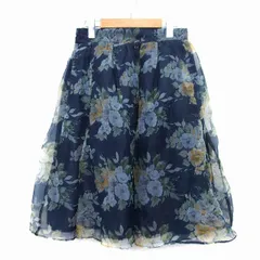 ダズリン dazzlin フレア スカート ロング オーガンジー 花柄 タック S ネイビー 紺 /HT6