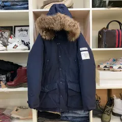 ディスイズネバーザット ネイビー フード ダウン アウター L