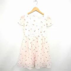 アースミュージック&エコロジー EARTH MUSIC & ECOLOGY ワンピース ひざ丈 フレア 花柄 丸首 プルオーバー 半袖 S ピンク /TT8