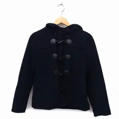 ショコラフィネローブ chocol raffine robe ダッフル コート アウター ショート 中綿 フード 無地 紺 ネイビー /NT20