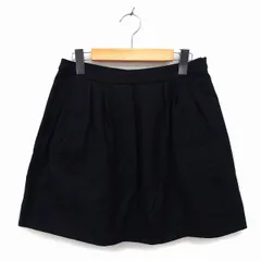 アナトリエ ANATELIER スカート フレア ミニ ウール タック サイドジップ 無地 38 黒 ブラック /NT3