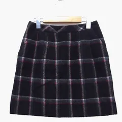 ロペピクニック ROPE Picnic 台形 スカート ミニ チェック 柄 ウール混 タック 36 ブラック 黒 /HT27