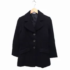 コース KOOS オープンカラー コート アウター ミディ丈 モヘヤ混 ウール 起毛 S ブラック 黒 /FT11