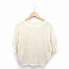 フリークスストア FREAKS STORE チュニック ニット 透け編み ボートネック 五分袖 F ベージュ 薄茶 /TT30