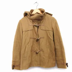 ジーナシス JEANASIS ダッフル コート ショート丈 フード 裏ボア ウール混 無地 シンプル 肩ヨーク グログランテープ L ベージュ /HT4