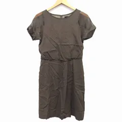 アンタイトル UNTITLED ワンピース フレア ロング シンプル 切替シフォン タック 半袖 丸首 綿混 2 カーキ /HT16