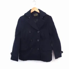 ブロードゥリー&コー Broderie&Co ナノユニバース アウター ピーコート Pコート 2wayネック ノッチドラペル ライナー付 無地 ウール 38 ブラック 黒 /HT3