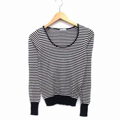 クローラ crolla ニット セーター ボーダー 柄 長袖 丸首 切替リブ 綿混 ブラック 黒 /HT8