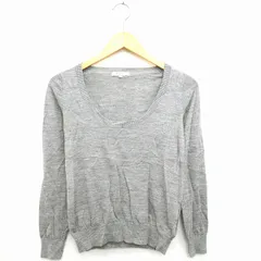 ナチュラルビューティーベーシック NATURAL BEAUTY BASIC ニット セーター 無地 リブ Uネック 長袖 ウール 毛 M グレー /MT23