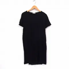 アースミュージック&エコロジー EARTH MUSIC & ECOLOGY ワンピース 半袖 膝丈 バックプリーツ シンプル F ブラック /ST56