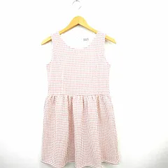 ミニマム MINIMUM ワンピース チェック 丸首 ひざ丈 ノースリーブ 袖なし M ピンク オフホワイト /MT21