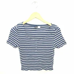 エイチ&エム H&M DIVIDED カットソー Tシャツ ボーダー ヘンリーネック 綿 コットン 半袖 M 紺 白 ネイビー ホワイト /TT42