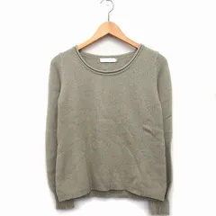 アースミュージック&エコロジー EARTH MUSIC & ECOLOGY ニット セーター 長袖 丸首 ビジュー装飾 切替リブ ウール混 S グレージュ /HT14