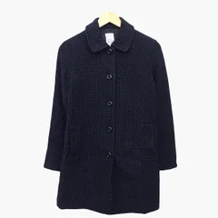 テチチ Te chichi ステンカラー コート ミディ丈 ウール混 ドット 柄 M ブラック 黒 /HT5