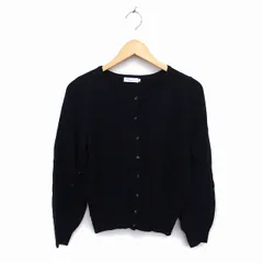 アースミュージック&エコロジー EARTH MUSIC & ECOLOGY カーディガン ニット ボートネック リブ ハイゲージ 無地 長袖 S 黒 ブラック /NT5