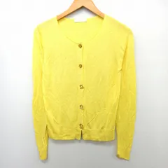 エージーバイアクアガール AG by aquagirl カーディガン ニット セーター 長袖 リブ袖 シンプル M イエロー /ST21