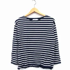 セブンデイズサンデイ SEVENDAYS＝SUNDAY ニット カットソー カットソー ワイド 長袖 丸首 ロングテール ボーダー 柄 サイドスリット M ネイビー 紺 /HT29