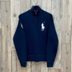 Polo by Ralph Lauren ポロ バイ ラルフローレン ネイビー ビッグポニー 刺繍 ハーフジップ スウェット スエット トレーナー メンズ S サイズ