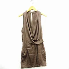 ビッキー VICKY ワンピース 無地 Vネック ひざ丈 袖なし ノースリーブ 2 ブラウン 茶 /MT18