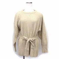 ローリーズファーム LOWRYS FARM ニット セーター クルーネック リブ リボン ワイド 長袖 F ライトブラウン 茶 /NT1