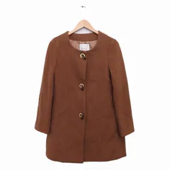 グーコミューン gout commun コート アウター ノーカラー ミドル丈 ウール シンプル 38 ブラウン 茶 /KT37