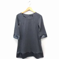 レイビームス Ray Beams ワンピース 袖裾切替 リボン 丸首 七分袖 ひざ丈 グレー 灰 /FT24