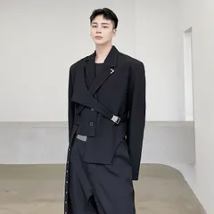 テーラードジャケット 長袖 アシンメトリー ショート丈