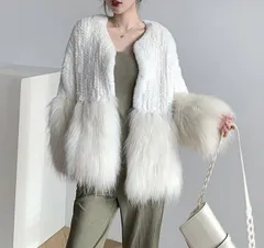 ノーカラー ファーコンビ コート 韓国【】