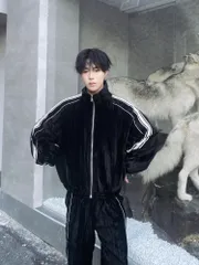 ユニセックス ジャージ ベロア セットアップ ストリート ライン【】