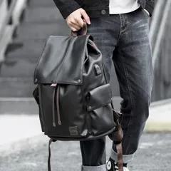 リュックサック バックパック 革製 メンズ ブラック PCバッグ 黒 A4サイズ対応 通勤 出張対応 大容量 カバン【⑤】