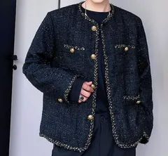 韓国 ジャケット ツイードメンズ カジュアル ()【】