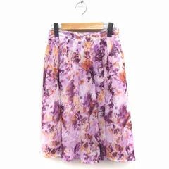 オットー OTTO ギャザー スカート ひざ下丈 花柄 シフォン 7 ラベンダー 薄紫 /FT45