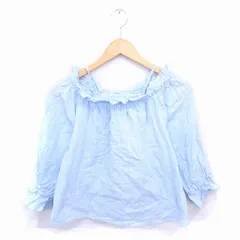 リミットレスラグジュアリー LIMITLESS LUXURY カットソー ブラウス 肩紐 刺繍 プルオーバー 七分袖 009 青 ライトブルー /TT5